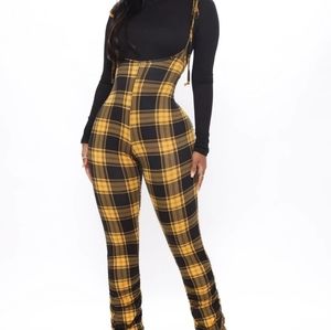 Fashion nova plaid jumpsuit and bodysuit set